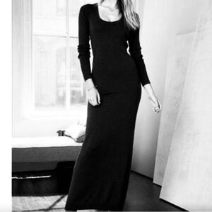 Victoria's Secret black maxi sweater dress with long sleeves and scoop neckline.